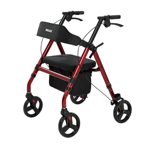 maxErgo Rollator Rot Gehhilfe für Outdoor Indoor zugelassen als Medizinprodukt