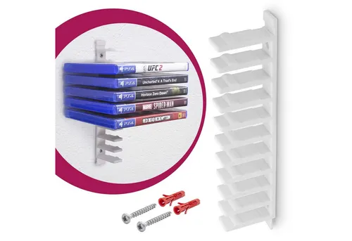 Mobilefox Media-Regal Floating Wandhalterung Blu Ray Halter Weiß passend für Sony PS4 PS6