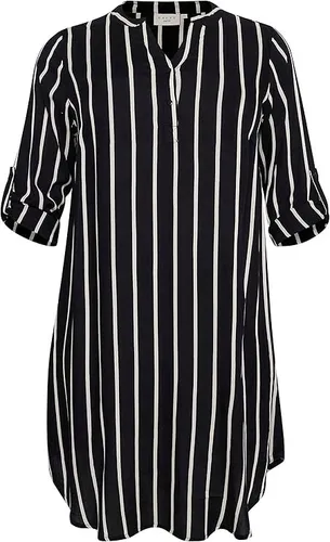 KAFFE CURVE Kleid KCmilana - Elegantes Shiftkleid für Damen in Größe 50 - Damenkleid in Schwarz, perfekt für Beruf und Freizeit. Aus 100% Viskose, mit 3/4 Ärmeln und Midi-Länge für einen stilvollen Look.