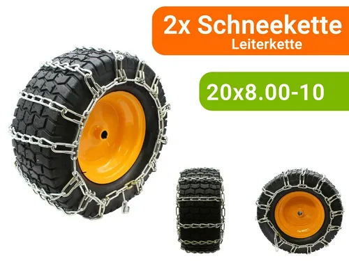 Paar Schneeketten Leiterkette für Reifengröße 20x8.00-10 | (2 Stück) 1