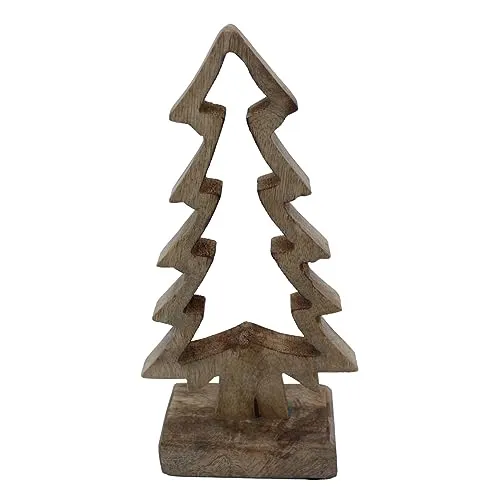 Deko Aufsteller Tannenbaum aus Mangoholz - 25 cm - Holz Weihnachtsbaum zum Aufstellen - Weihnachts Tisch Fenster Winter Advent Dekoration