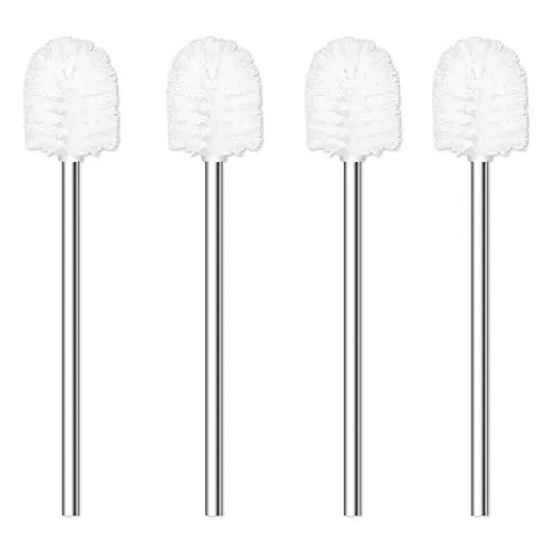 WC-Bürste, 4 Stück, Ø 7.5cm WC-Bürsten mit Edelstahlgriff, Stehende Edelstahl-WC-Bürsten für Badezimmer, Toilette, Ergonomisch, Elegant, Langlebig (Weiß)