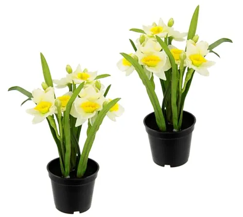 Künstliche Frühlingsblume Narzissen Kunstblume Blume Deko Frühjahrsdekoration Osterdeko Osterglocke Frühjahr Ostern Tischdeko Mittelstück Frühlingsblüher Frühjahrsblüher Unecht Winterling Dekopflanze
