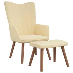 vidaXL Relaxsessel mit Hocker in Cremeweiß - Eleganter Relaxsessel mit Hocker aus weichem Samt für stilvolles Sitzen. Die bequeme Schaumstoff-Polsterung und der stabile Stahlrahmen bieten optimalen Komfort und Langlebigkeit. Ideal für dein Zuhause!