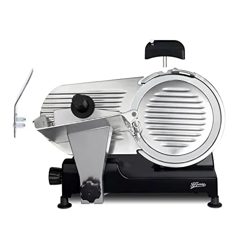 H.Koenig Elektrischer Allesschneider MSX252 - Allesschneider mit präziser italienischer Klinge (25 cm) und einstellbarer Schnittstärke von 0-12 mm, ideal für vielseitige Lebensmittelzubereitung und effizientes Schneiden.