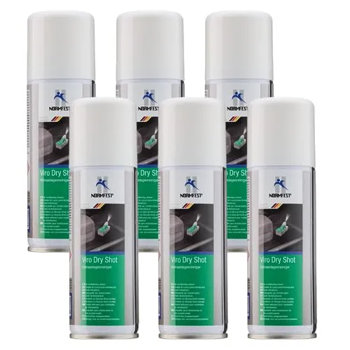 Produktbild Normfest Viro Dry Shot – Klimaanlagenreiniger und Innenraum-Spray, trockene Vernebelung ohne Rückstände, neutralisiert Gerüche und Keime, Duftnote Frische Wäsche, einfache Anwendung, 6x 100ml