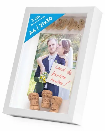 PHOTOLINI Bilderrahmen 3D-Rahmen mit Passepartout / für Objekte bis 3 cm Tiefe