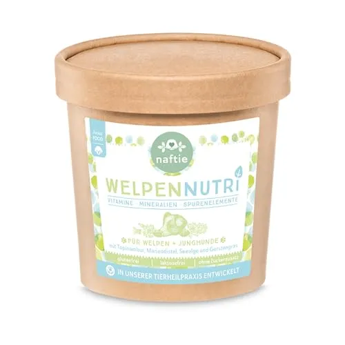 naftie WelpenNutri - Nährstoffe Vitamin & Mineralien Mix für Welpen und Junior-Hunde - Multivitamine & Mineralstoffe - Nahrungsergänzung Futterzusatz - 250g