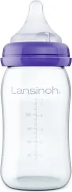 LANSINOH Weithalsflasche Glas 160 ml mit Sauger S 1 St