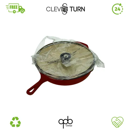 Mahlzeit Gusseisenpfanne mit Deckel emailliert - Pfanne aus hochwertigem Gusseisen, ideal für gleichmäßiges Garen und perfekte Bratresultate, inklusive passendem Deckel für optimalen Geschmack und Saftigkeit.