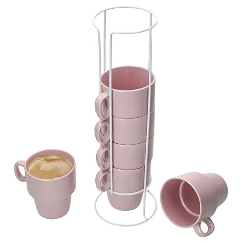 MamboCat Becher 6er Set Kaffeebecher mit Ständer in pink von MamboCat