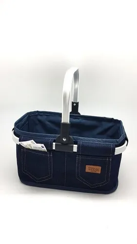 Tanner 40951 Tragekorb - Leer in Jeans Optik, praktisch und stilvoll für den täglichen Einkauf