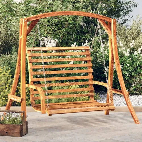 The Living Store Hollywoodschaukel Bugholz Massiv mit Teak-Finish 126x63x92 cm