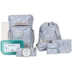 SCHOOL-MOOD Softbag Schulranzen Set Aqua - 8-teiliges Set für Jungen & Mädchen - Umfangreiches Schulranzen-Set mit ergonomischem Design, inklusive Zubehör für die 1. bis 4. Klasse, ideal für nachhaltige und klimaneutrale Schulanfänger.