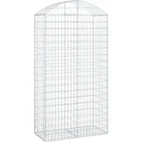 vidaXL Gabione mit Hochbogen 100x50x180/200 cm - Dekorative Gabionenwand aus verzinktem Eisen, schalldämmend und stabil. Einfach mit Steinen befüllbar, ideal für Garten und Terrasse.