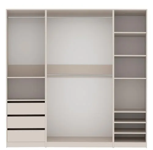 Marmex Möbel Mehrzweckschrank TRES SET J - Hochschrank mit viel Stauraum, 3 Kleiderstangen und 3 Schubladen - ideal für eine moderne begehbare Garderobe oder Ankleidezimmer.