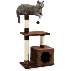 lionto Kratzbaum für Katzen - 85 cm hoch, mit Höhle und Plüschball für artgerechtes Spielen und Entspannen, ideal für jeden Raum