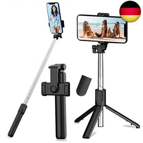 Selfie Stick Tripod mit Fernbedienung - 3-in-1 Selfie Pole - Handy-Stative: 360° drehbar und ausziehbar von 18cm bis 68cm, ideal für kreative Selfies und Gruppenfotos, kompatibel mit den meisten Smartphones.