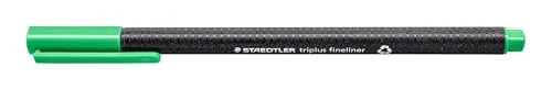 STAEDTLER 334-550 Triplus Fineliner (Dreikant, Superfeine, Metallgefasste Spitze, Linienbreite ca. 0,3 mm, 10 Stück) blassgrün