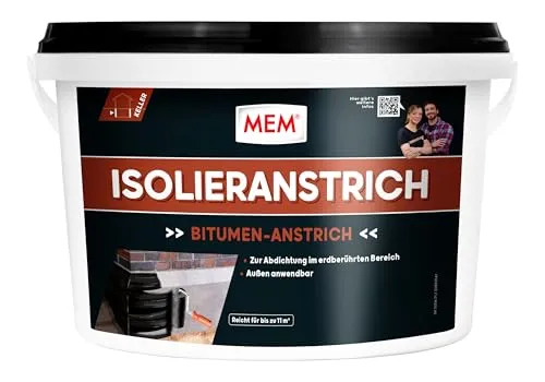 MEM Isolieranstrich 5 L - Feuchtigkeitsschutz für Mauerwerk - Holzöle: Kaltflüssiger, lösemittelfreier Schutzanstrich gegen Feuchtigkeit, ideal für Mauerwerk, Beton und Putzflächen mit hervorragendem Deckungsvermögen.