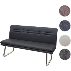 Sitzbank HWC-H70 - Polsterbank mit Rückenlehne, grau 160cm - Moderne Sitzbank für Esszimmer, Wohnzimmer oder Flur. Hoher Sitzkomfort dank breiter, gepolsterter Fläche und stabiler Edelstahlfüße. Schadstofffrei nach ÖKO-TEX Standard 100.