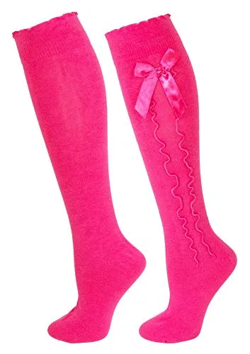 P.S. Schuhmacher Trachten Kniestrümpfe mit Schleife für Damen - Pink Gr. 39-42