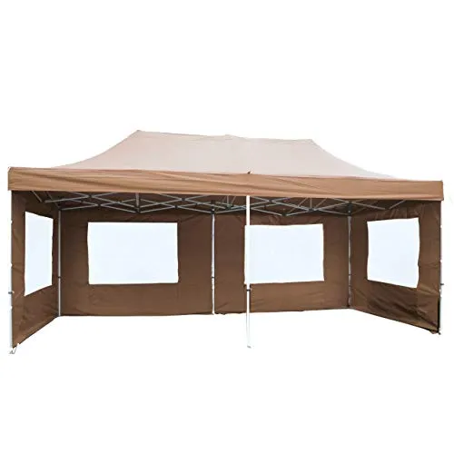 Falt-Pavillon Partyzelt mit Seitenteilen solide Ausführung für Garten Terrasse Feier Markt als Unterstand Plane wasserdichtes Dach 270/m² 3 x 6 m champagner