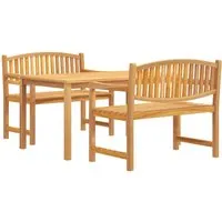 vidaXL 3-tlg Garten-Essgruppe aus massivem Teakholz - Genieße gemütliche Stunden im Freien mit dieser stilvollen Essgruppe aus robustem Teakholz. Die glatte Oberfläche sorgt für einfache Reinigung, während die bequemen Bänke höchsten Sitzkomfort bieten.