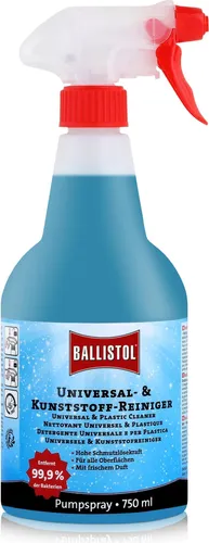 Ballistol Universal- & Kunststoff-Reiniger 750ml – Effizienter Alleskönner für Haushalt und Auto - Der Ballistol Universal- & Kunststoff-Reiniger entfernt mühelos hartnäckige Verschmutzungen von verschiedenen Oberflächen. Ideal für Haushalt und Auto, ohne Nachwischen. Ergiebig und materialschonend!