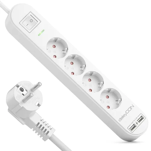 Steckdosenleiste 4 Fach mit USB Mehrfachstecker Steckdose Stromleiste 5m Kabel