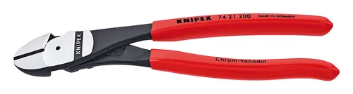 Knipex 74 21 200 Werkstatt Kraft-Seitenschneider 200mm - Hochwertiger Seitenschneider aus Chrom-Vanadin-Stahl, ideal für präzises Schneiden von Draht, einschließlich Pianodraht, mit minimalem Kraftaufwand.