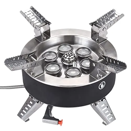 Bulin Campingkocher 18000W mit Piezozündung, Faltbarer winddichter Gaskocher, Gas Campingkocher mit Verlängertem Rohr und 75KG Tragfähigkeit, geeignet für Outdoor,Camping, Trekking und Picknick