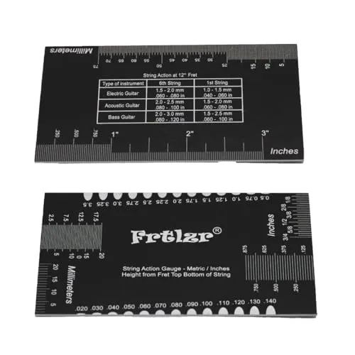 FRTLZR Gitarrensaitenlehre, metrisches Zoll-Lineal, Saitenhöhenmesswerkzeug, Gitarren-Setup-Werkzeug