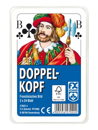 Ravensburger 27022 - Doppelkopf Spielkarten - Gesellschaftsspiel für 4 Spieler, traditionelles Französisches Bild in Klarsicht-Box, ideal für Familienabende und Geschenke zu besonderen Anlässen.