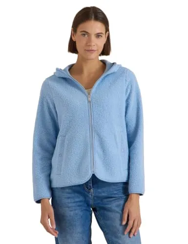 Cecil Teddy-Jacke mit Kapuze in Unifarbe Easy Blue M von CECIL