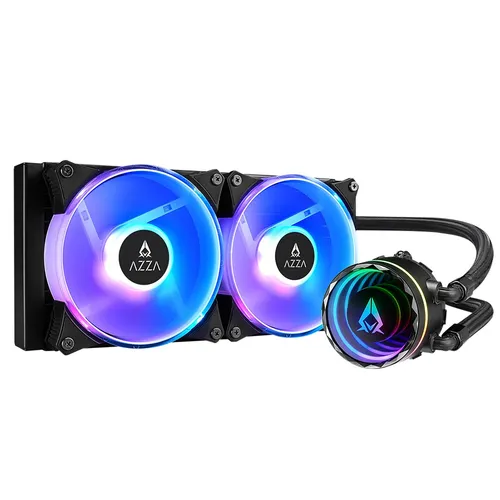AZZA Blizzard SP 240 LED Wasserkühlung - Wasserkühlung mit 2x120mm RGB Fans für optimale Kühlung und stylisches Design, kompatibel mit Intel und AMD Sockeln.