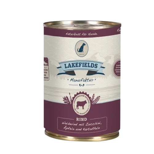 Lakefields Dosenfleisch-Menü Rind für ausgewachsene Hunde, 6 x 400 g