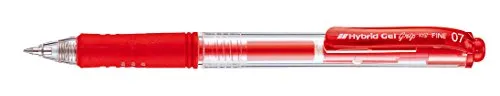 Pentel K157-B Hybrid Gel Grip Druck-Tintenroller 0,7 mm - Gelschreiber mit nachfüllbarer Mine KFR7, gummierter Griff für optimalen Schreibkomfort und feiner Strichstärke von 0,35 mm in lebhaftem Rot.