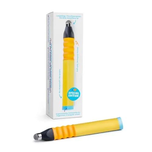 Edurino Eingabestift Ergonomisch – Dreipunktgriff für Kinder – Gelb | Spielerisch digital lernen, Ergonomischer Stift, Dreipunktgriff & Schreibmotorik, Rechts- und Linkshänder, Für EDURINO App