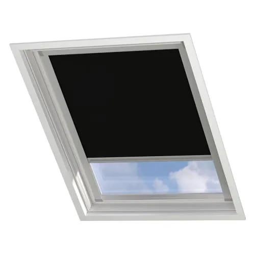 Radeco® Dachfenster verdunkelungsrollo für Velux MK10 schwarz mit Führungsschiene, Rollo für dachfenster, velux dachfenster Rollo, verdunklungsrollo für velux