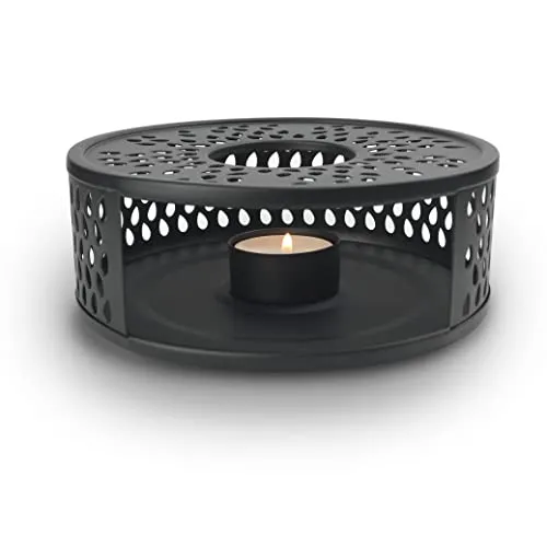 Creano schwarzes Stövchen aus Edelstahl mit Teelichthalter - Teewärmer - stabil klappert Nicht - Rechaud für sämtliche Teekannen geeignet