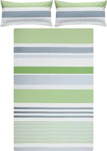 REDBEST Bettwäsche, Bettgarnitur Renforcé grün Größe 40x80 cm / 200x200 cm - mit praktischem Reißverschluss anschmiegsam, strapazierstark, 100% Baumwolle