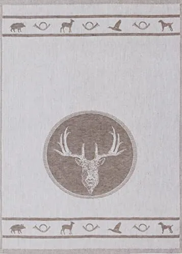 KRACHT Geschirrtuch Jacquard Halbleinen Jagd braun 50x70 cm in braun von Kracht seit 1810