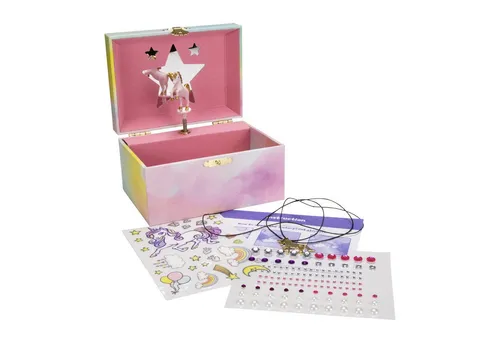 GICO Spieluhr DIY Einhorn Schmuckbox – mit Spieluhr, Spiegel & Stickern- DIY -876