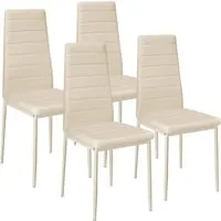 tectake Esszimmerstuhl Set (4 St) - Beige, Ergonomisch & Bequem - Stühle, Set aus 4 ergonomischen Esszimmerstühlen in modernem Design, weich gepolstert für hohen Sitzkomfort und pflegeleichtes Kunstleder.