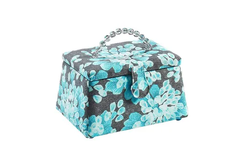 Kobolo Nähkorb Nähkästchen Trapezform in Grau und Türkis (grau und türkis)