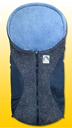 Eisbärchen - Kleiner Fußsack für Babys * außen marine-grau / innen hellblau