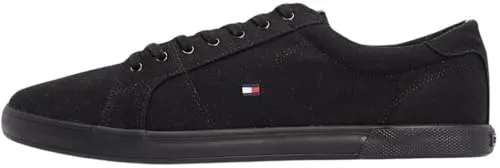 Tommy Hilfiger Herren Vulcanized Sneaker Schuhe, Schwarz (Black/Black) 48 EU - Herren-Sneaker mit stilvollem Design aus leichtem Baumwoll-Canvas, perfekte Passform und vulkanisierte Sohle für optimalen Komfort im Alltag.