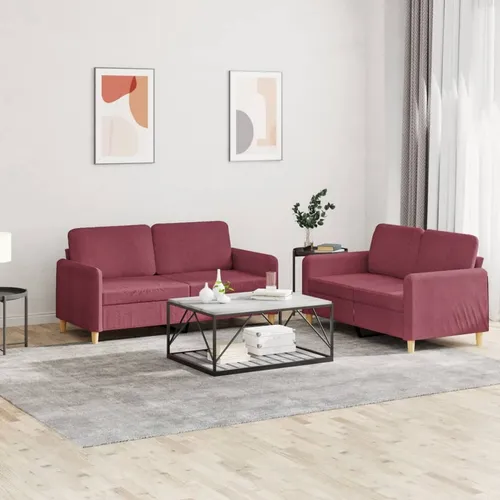 vidaXL 2-tlg. Sofagarnitur Weinrot