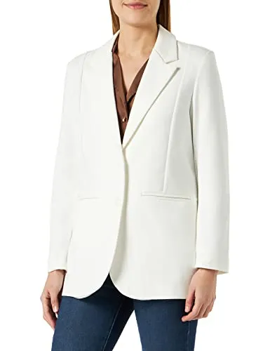 ICHI IHKATE SUS OVERSIZE BL Damen Blazer Longblazer Jacke Long-Blazer mit Knöpfen Stretch und Reverskragen, Größe:XL, Farbe:Cloud Dancer (114201)